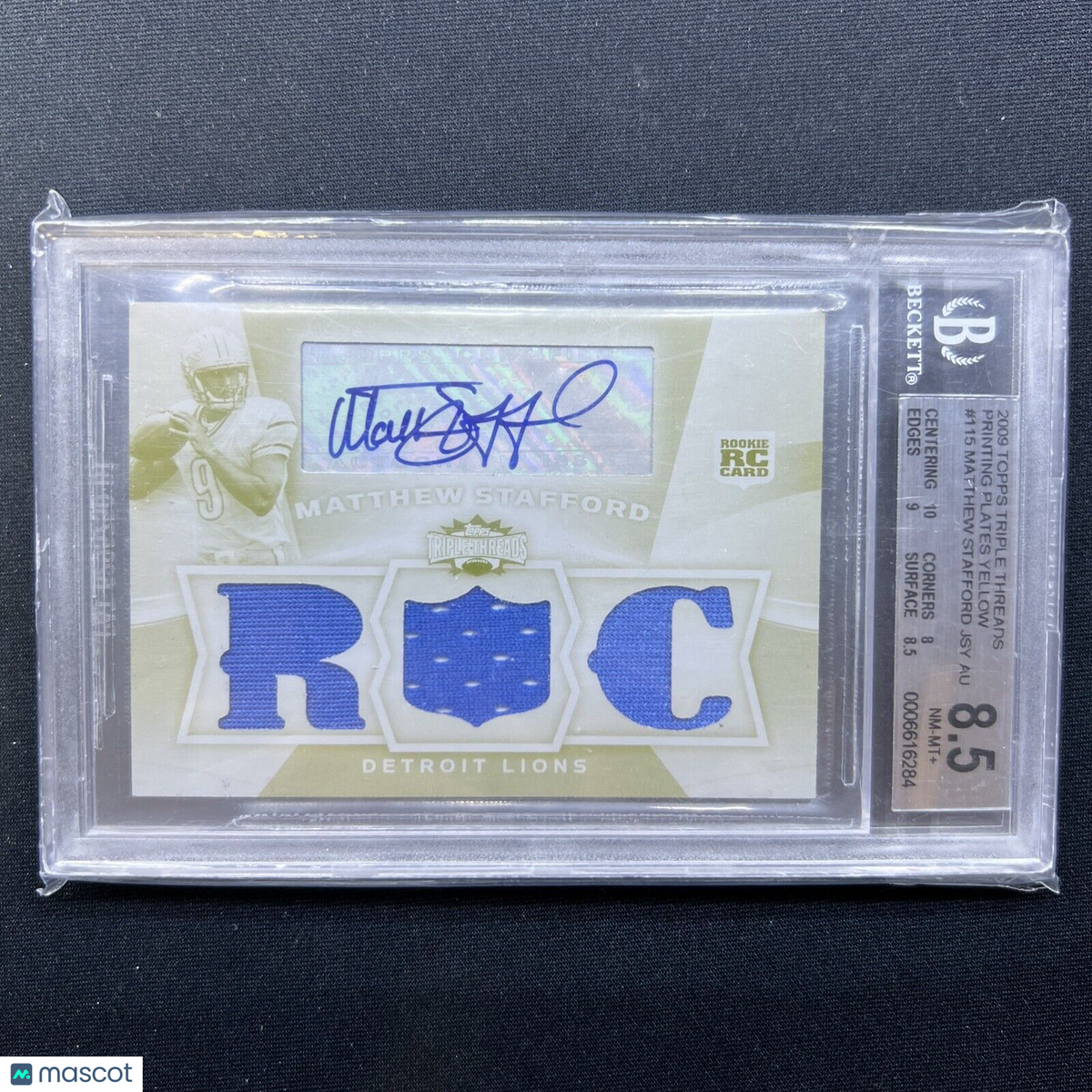 2009 Topps Triple Threads Matthew Stafford 1/1 Printing Plate