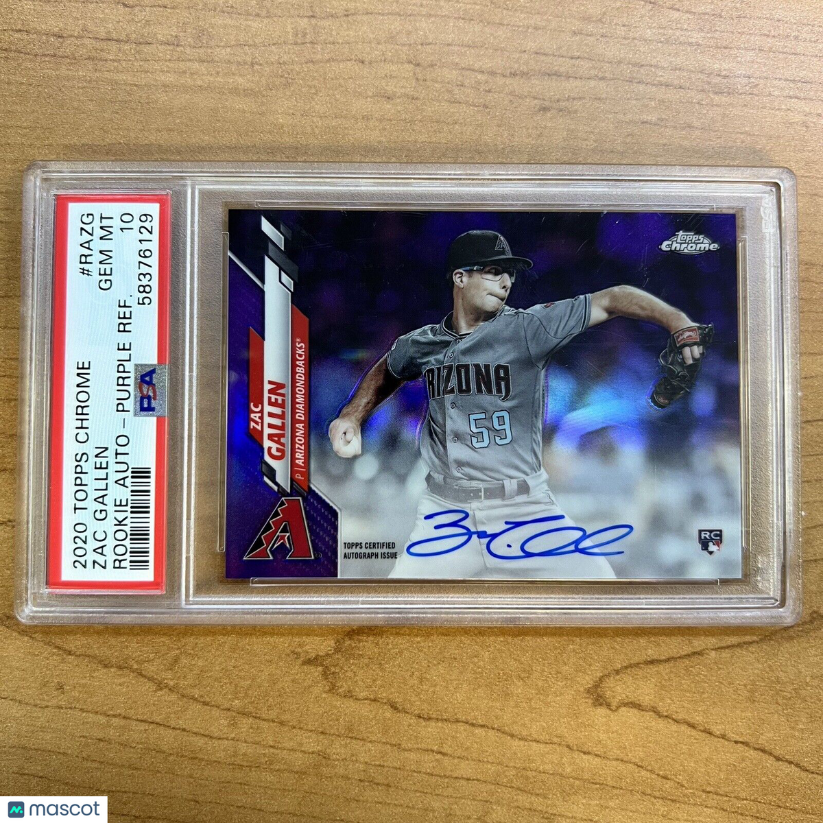 2020 Topps Chrome Purple Refractor Zac Gallen Rookie AUTO /250 PSA