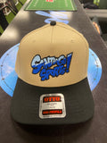 Beige Hat with Black Brim and Blue Santiago Sports Logo