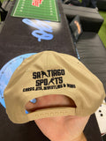Beige Hat with Black Brim and Blue Santiago Sports Logo