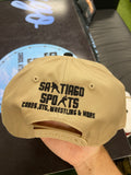 Beige Hat with Black Brim and Red Santiago Sports Logo