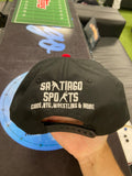 Black Hat with Red Brim and Red Santiago Sports Logo