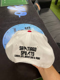 White Hat Red Brim Red Logo Santiago Sports