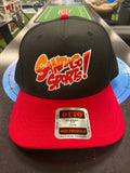 Black Hat with Red Brim and Red Santiago Sports Logo